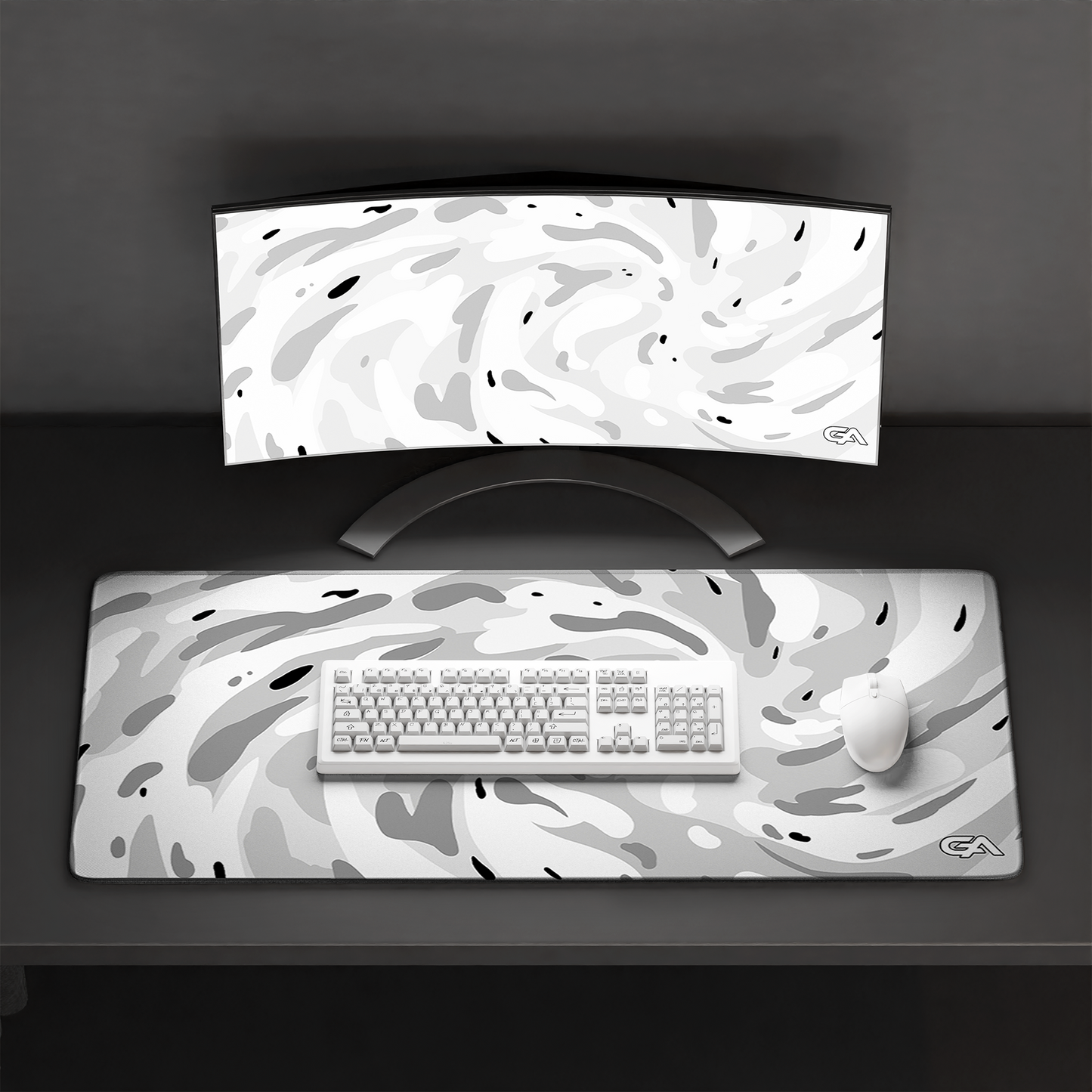 White Snowflake Swirl Mouse Pad