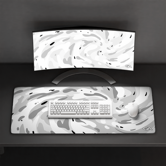 White Snowflake Swirl Mouse Pad
