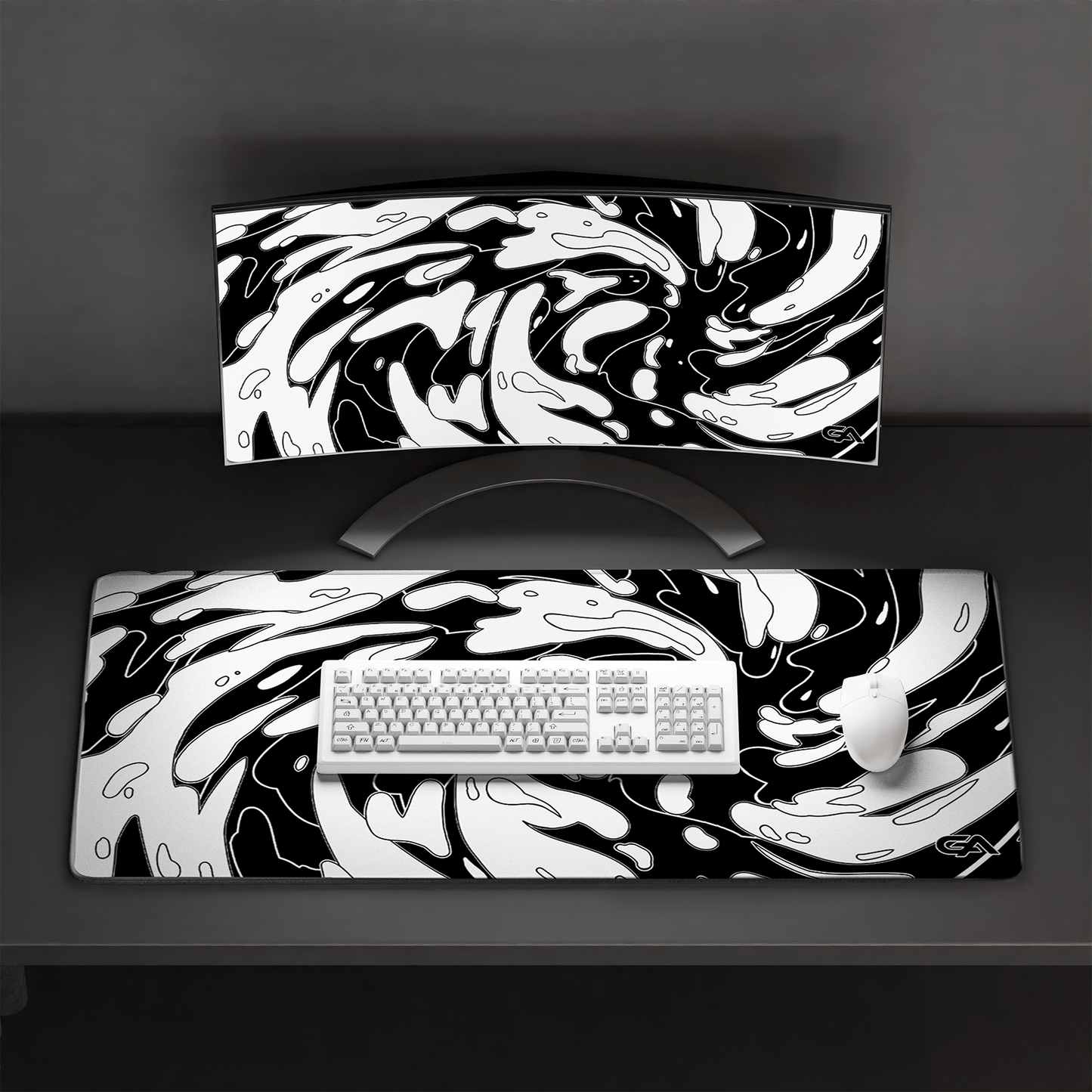 Yin Yang Monochrome Swirl Mousepad