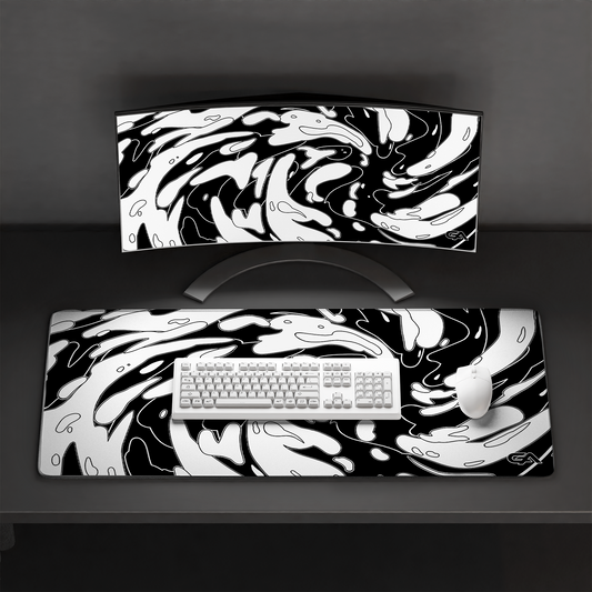 Yin Yang Monochrome Swirl Mousepad