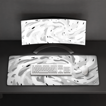 White Snowflake Swirl Mouse Pad