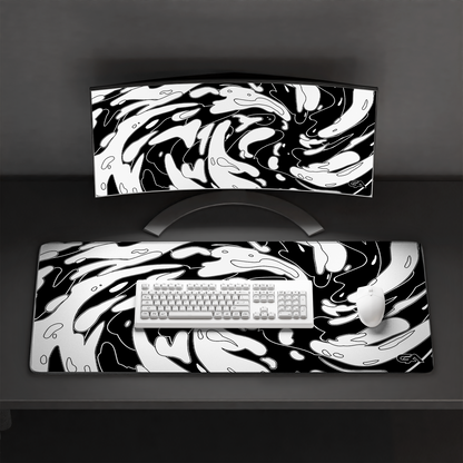 Yin Yang Monochrome Swirl Mousepad